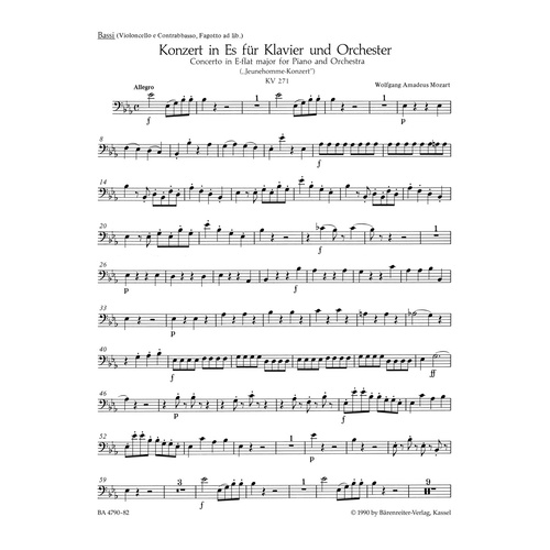 Concerto For Piano And Orchestra No. 9 In E-Flat Major K. 271 "Jeunehomme"