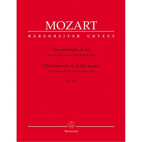 Divertimento E Flat K 563 Violin/Viola/Cello Parts (Set Of Parts) Urtext Edition Book