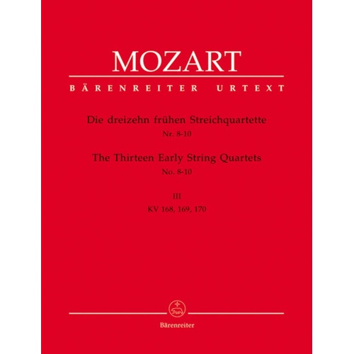 Early String Quartets 13 Book 3 K 168 169 170 Book