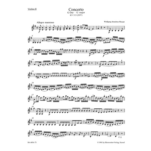 Concerto For Flute And Orchestra In G Major K. 313 (285C)