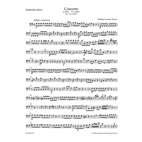 Concerto For Flute And Orchestra In G Major K. 313 (285C)