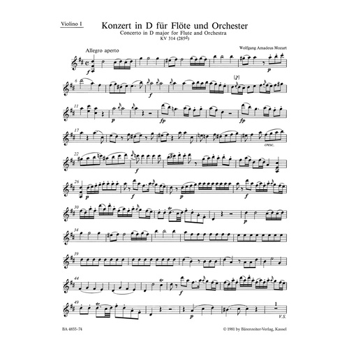 Concerto For Flute And Orchestra In D Major K. 314 (285D)