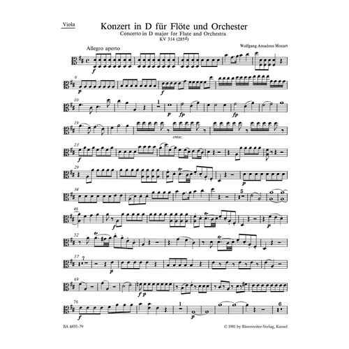 Concerto For Flute And Orchestra In D Major K. 314 (285D)