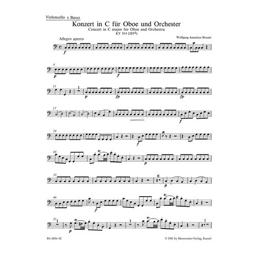 Concerto For Oboe And Orchestra In C Major K. 314 (285D)