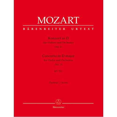 Violin Concerto No 2 in D Major K 211 Full Score Sheet Music