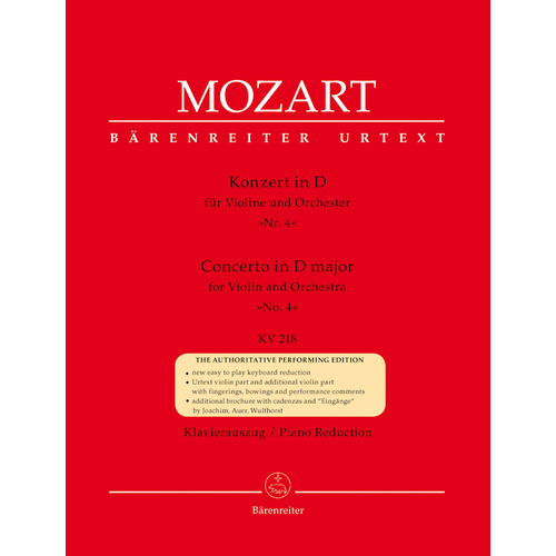Concerto For Violin And Orchestra No. 4 In D Major K. 218
