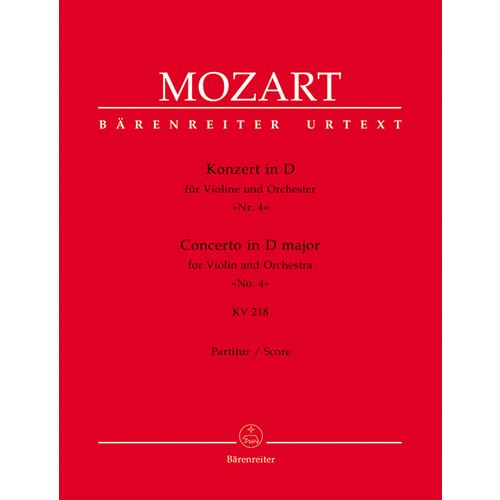 Violin Concerto No 4 in D K 218 Full Score Sheet Music