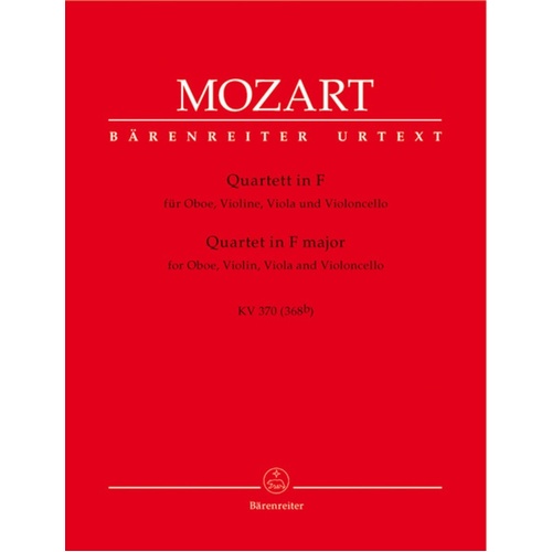 Oboe Quartet F K370 F Oboe Violin Viola Vc Urtext Book