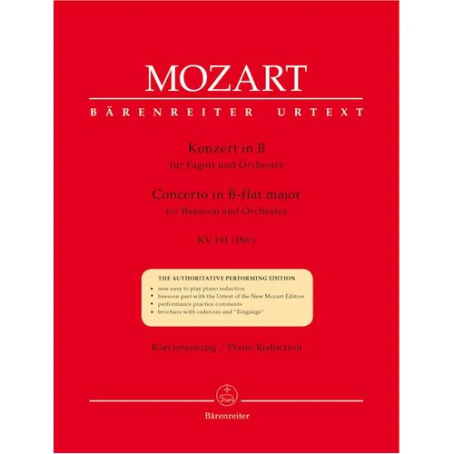 Bassoon Concerto in Bb Major K 191 for Bassoon and Piano Sheet Music