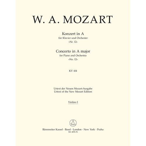 Concerto For Piano And Orchestra No. 12 In A Major K. 414