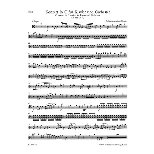 Concerto For Piano And Orchestra No. 13 In C Major K. 415 (387B)