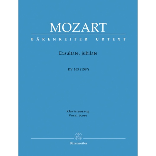 Mozart Exsultate Jubilate K 165 Vocal Score - 24 Pages, Arranged by Martin Focke, Published by Barenreiter