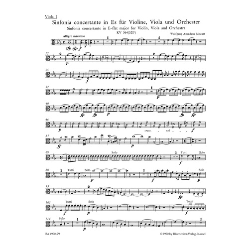 Sinfonia Concertante E Flat K 364 Viola Sheet Music