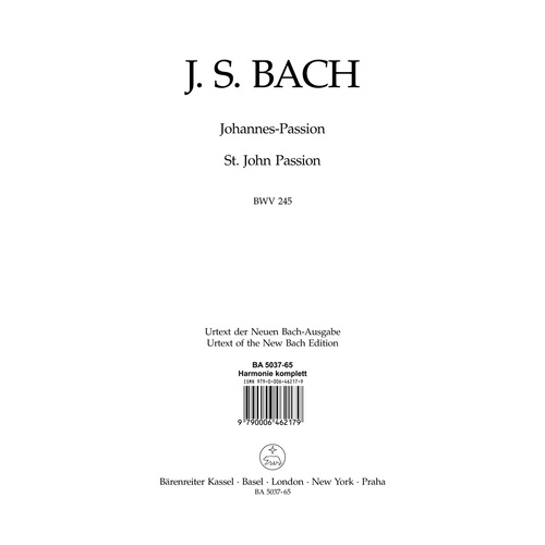 St John Passion Wind Set - Full Orchestra Sheet Music