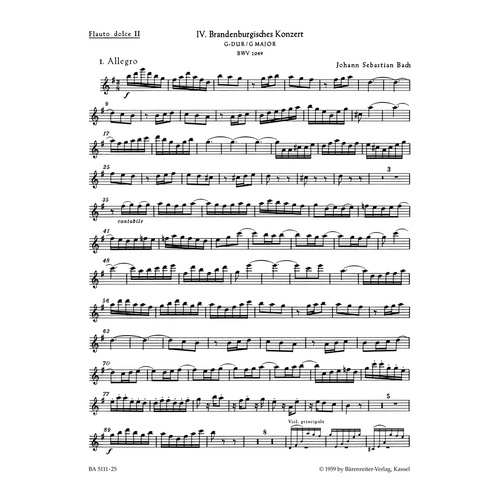 Brandenburg Concerto No. 4 In G Major BWV 1049