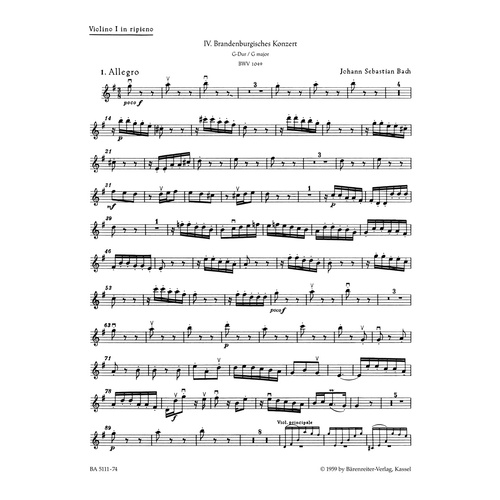Brandenburg Concerto No. 4 In G Major BWV 1049