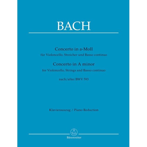 Concerto In A Minor Bwv 593 Cello/Piano (Softcover Book) Book