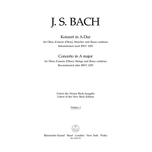 Concerto For Oboe D'Amore (Oboe), Strings And Basso Continuo In A Major
