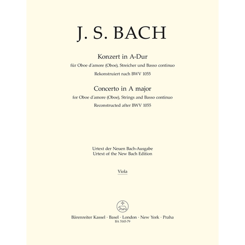 Concerto For Oboe D'Amore (Oboe), Strings And Basso Continuo In A Major