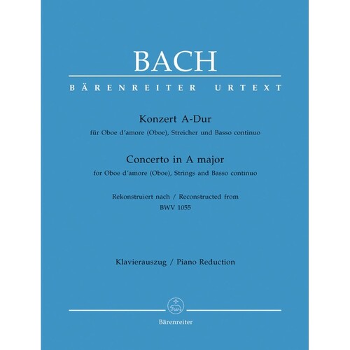 Bach - Concerto A Major From Bwv 1055 Oboe D'Amore/Piano (Softcover Book) Book