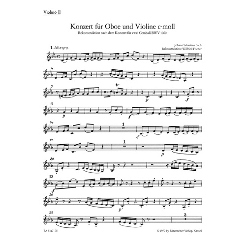 Concerto For Oboe, Violin, Strings And Basso Continuo In C Minor