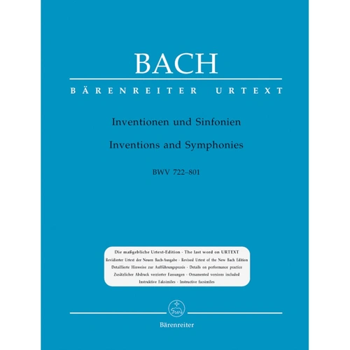 Two and Three Part Inventions BWV 772-801 Urtext Edition for Piano by Johann Sebastian Bach
