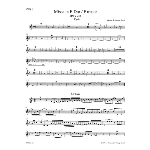 Mass In F Major BWV 233 "Lutheran Mass 1"