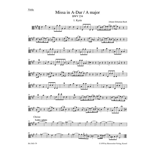 Mass In A Major BWV 234 "Lutheran Mass 2"