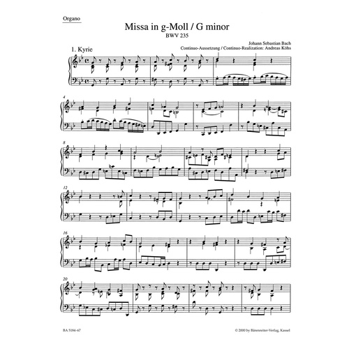 Mass In G Minor BWV 235 "Lutheran Mass 3"