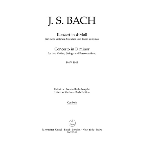 Concerto For Two Violins, Strings And Basso Continuo In D Minor BWV 1043