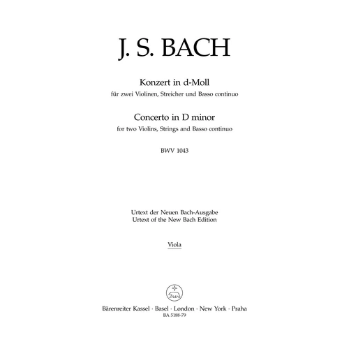Concerto for 2 Violins in D Minor by Bärenreiter with Solo Parts and Historical Performance Comments by Andrew Manze