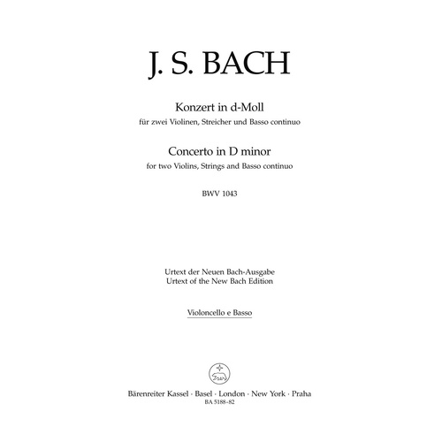 Concerto For Two Violins, Strings And Basso Continuo In D Minor BWV 1043