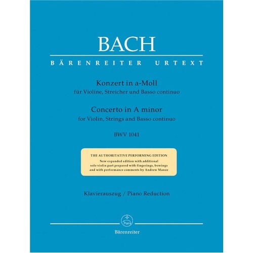 Bach - Concerto A Min Bwv 1041 Violin/Piano (Softcover Book) Urtext Edition Book