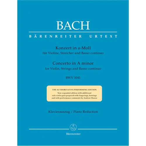 Bach - Concerto in A Minor BWV 1041 for Violin/Piano, Urtext Edition
