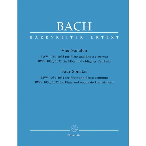 Bach - Four Sonatas For Flute/Piano (Softcover Book) Urtext Edition Book
