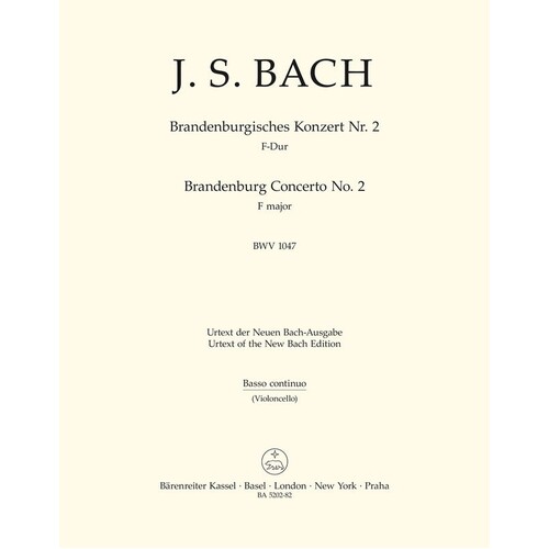 Brandenburg Concerto No 2 Bwv 1047 Cello Part (Part) Urtext Edition Book
