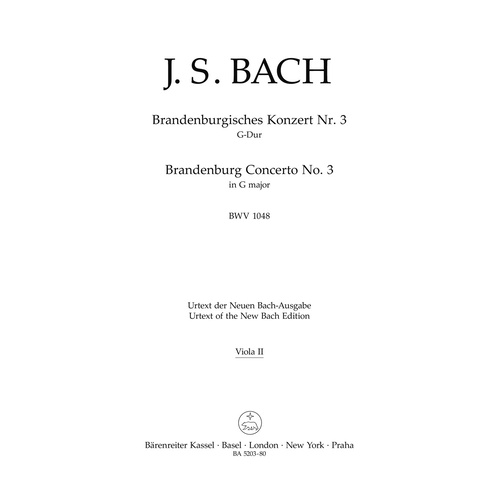 Brandenburg Concerto No. 3 Viola Sheet Music New Edition