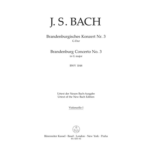 Brandenburg Concerto No 3 New Edition Cello Sheet Music