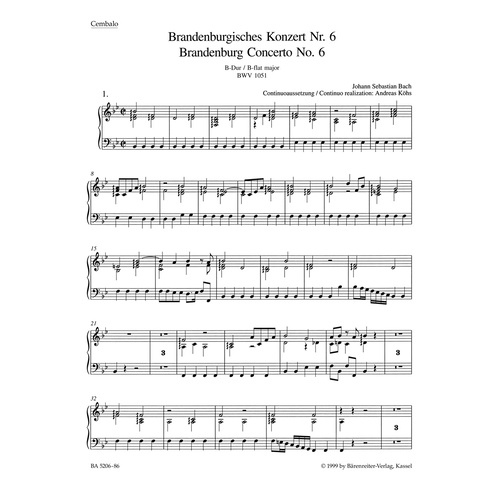 Brandenburg Concerto No 6 BC/Cembalo