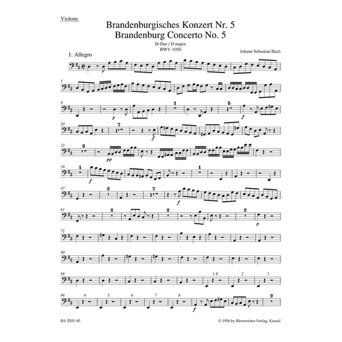 Brandenburg Concerto No 6 New Edition Full Score