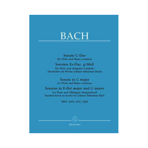 Flute Sonatas in C, B-flat, and G Minor for Flute/Piano by Johann Sebastian Bach