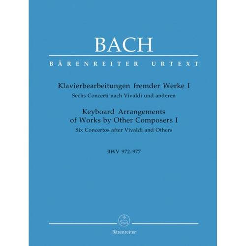 Concertos 6 After Vivaldi Bwv 972-977 Urtext