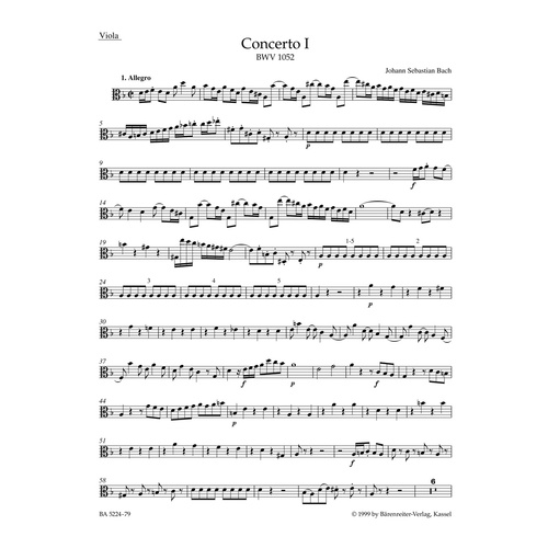 Concerto For Harpsichord And Strings No. 1 In D Minor BWV 1052