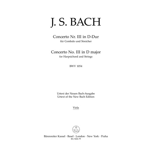 Concerto For Harpsichord And Strings No. 3 In D Major BWV 1054