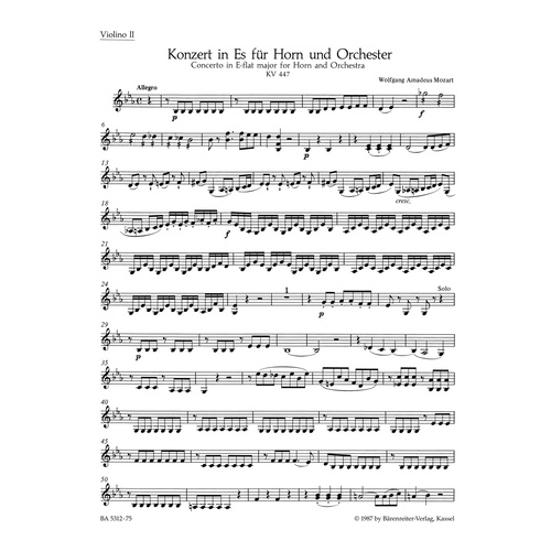 Concerto For Horn And Orchestra No. 3 In E-Flat Major K. 447