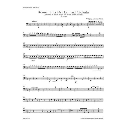Concerto For Horn And Orchestra No. 3 In E-Flat Major K. 447
