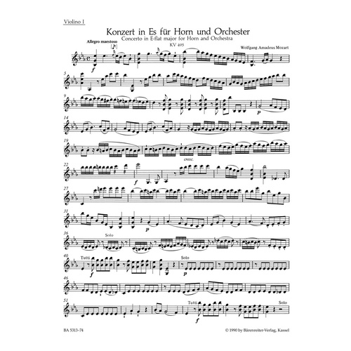 Concerto For Horn And Orchestra No. 4 In E-Flat Major K. 495