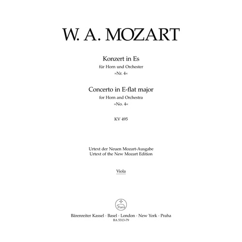 Concerto For Horn And Orchestra No. 4 In E-Flat Major K. 495