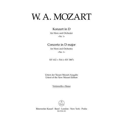 Concerto For Horn And Orchestra No. 1 In D Major K. 412 + 514 (386B)