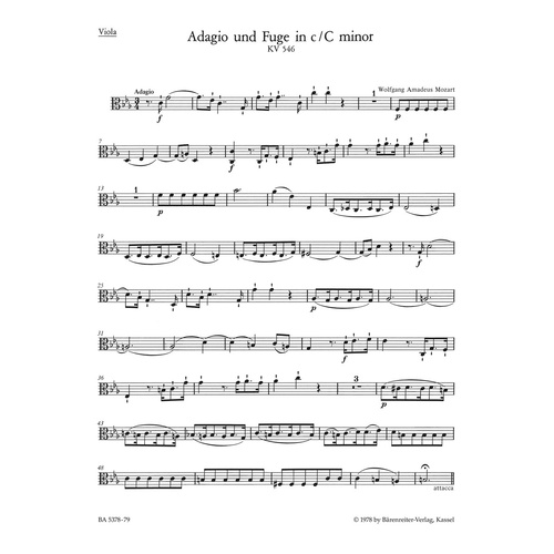 Adagio And Fugue For Strings In C Minor K. 546